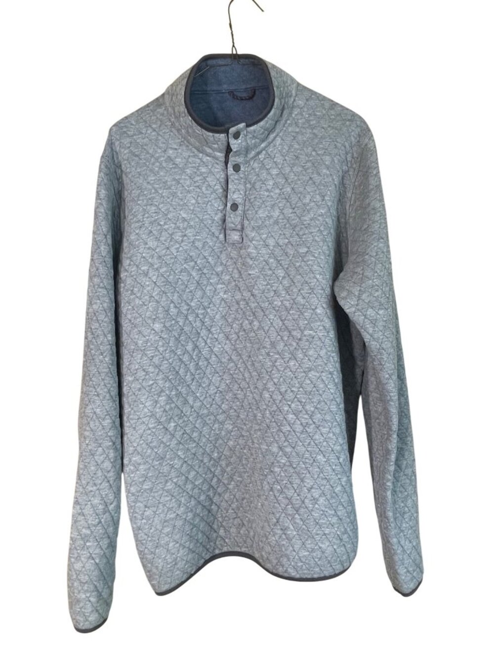 Quilted Reversible Pullover Sweatshirt Marine Layer no tags Blue & Gray Snap Col
